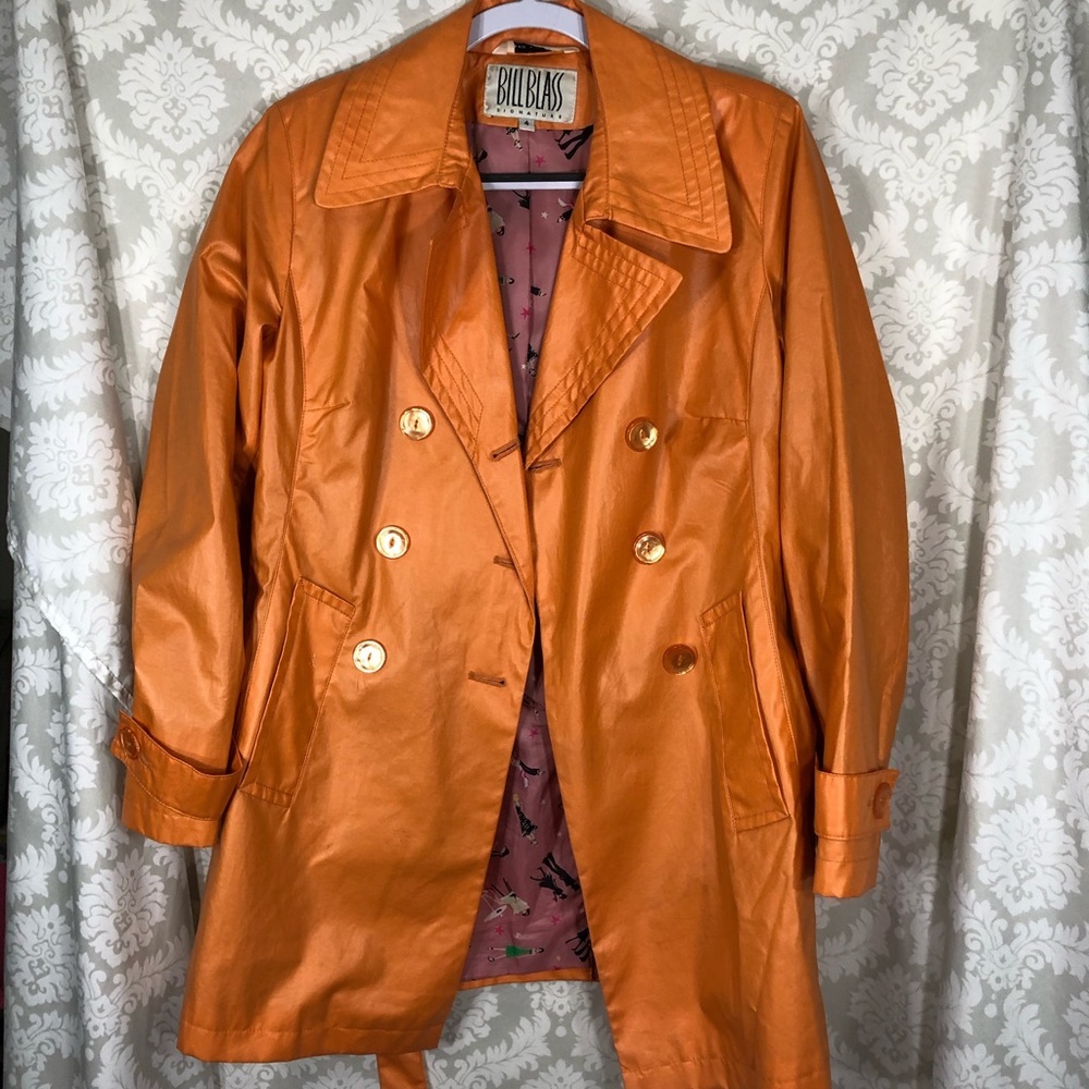 bill blass Orange Trench Coat - Picture 2 of 16